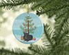 Charcoal Chinchilla Merry Christmas Ceramic Ornament product image at NuMercy 2