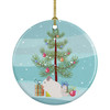 Pink and White Chinchilla Merry Christmas Ceramic Ornament product image at NuMercy