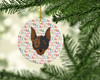 Harlequin Pinscher Merry Christmas Ceramic Ornament product image at NuMercy 2