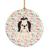Merry Christmas Shih Tzu Black White Ceramic Ornament product image at NuMercy