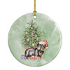 Dachshund Black Tan Puppy Christmas Presents and Tree Ceramic Ornament product image at NuMercy