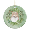 Sheltie/Shetland Sheepdog Adult Sable Christmas Wreath Ceramic Ornament product image at NuMercy