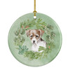 Jack Russell Terrier Puppy Tricolor Christmas Wreath Ceramic Ornament product image at NuMercy