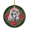 Poodle Poinsettia Wreath Ceramic Christmas Ornament product image at NuMercy