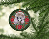 Poodle Poinsettia Wreath Ceramic Christmas Ornament product image at NuMercy 2