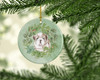 Bulldog Puppy Fawn Brindle Christmas Wreath Ceramic Ornament product image at NuMercy 2