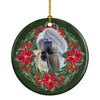 Shih Tzu Poinsettia Wreath Ceramic Christmas Ornament product image at NuMercy