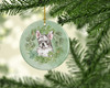French Bulldog Puppy Pied Christmas Wreath Ceramic Ornament product image at NuMercy 2