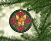 Toy Terrier Poinsettia Wreath Ceramic Christmas Ornament product image at NuMercy 2