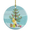 French Curly Canary Merry Christmas Ceramic Ornament product image at NuMercy