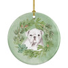 Bulldog Puppy White Christmas Wreath Ceramic Ornament product image at NuMercy