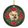 Cairn Terrier Poinsettia Wreath Ceramic Christmas Ornament product image at NuMercy