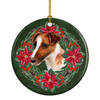 Smooth Fox Terrier Poinsettia Wreath Ceramic Christmas Ornament product image at NuMercy