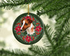 Smooth Fox Terrier Poinsettia Wreath Ceramic Christmas Ornament product image at NuMercy 2