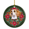 Beagle Poinsettia Wreath Ceramic Christmas Ornament product image at NuMercy