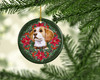 Beagle Poinsettia Wreath Ceramic Christmas Ornament product image at NuMercy 2