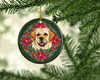 Golden Retriever Poinsettia Wreath Ceramic Christmas Ornament product image at NuMercy 2