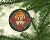 Tibetan Mastiff Poinsettia Wreath Ceramic Christmas Ornament product image at NuMercy 2