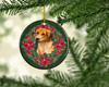 Rhodesian Ridgeback Poinsettia Wreath Ceramic Christmas Ornament product image at NuMercy 2