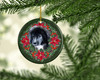Newfoundland Puppy Poinsettia Wreath Ceramic Christmas Ornament product image at NuMercy 2