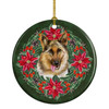 German Shepherd Poinsettia Wreath Ceramic Christmas Ornament product image at NuMercy