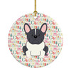 Merry Christmas French Bulldog Black White Ceramic Ornament product image at NuMercy
