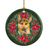 German Shepherd #2 Poinsettia Wreath Ceramic Christmas Ornament product image at NuMercy