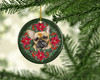 French Bulldog Poinsettia Wreath Ceramic Christmas Ornament product image at NuMercy 2