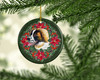 Saint Bernard Poinsettia Wreath Ceramic Christmas Ornament product image at NuMercy 2