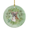 Boxer Fawn Christmas Wreath Ceramic Ornament product image at NuMercy