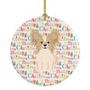 Merry Christmas Papillon Sable White Ceramic Ornament product image at NuMercy