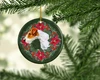 Fox Terrier Poinsettia Wreath Ceramic Christmas Ornament product image at NuMercy 2
