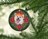 Akita Poinsettia Wreath Ceramic Christmas Ornament product image at NuMercy 2