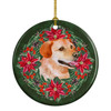 Labrador Retriever Poinsettia Wreath Ceramic Christmas Ornament product image at NuMercy