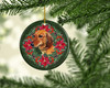Dachshund Poinsettia Wreath Ceramic Christmas Ornament product image at NuMercy 2