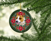 American Staffordshire Poinsettia Wreath Ceramic Christmas Ornament product image at NuMercy 2