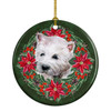 Westie Poinsettia Wreath Ceramic Christmas Ornament product image at NuMercy