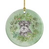 Schnauzer Puppy Black and Silver Christmas Wreath Ceramic Ornament product image at NuMercy
