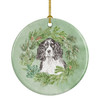 English Springer Spaniel Black and White Christmas Wreath Ceramic Ornament product image at NuMercy