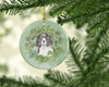 English Springer Spaniel Black and White Christmas Wreath Ceramic Ornament product image at NuMercy 2