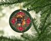 German Boxer Poinsettia Wreath Ceramic Christmas Ornament product image at NuMercy 2
