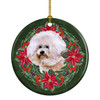 Bichon Frise #2 Poinsettia Wreath Ceramic Christmas Ornament product image at NuMercy
