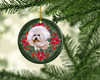 Bichon Frise #2 Poinsettia Wreath Ceramic Christmas Ornament product image at NuMercy 2