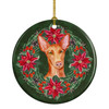 Pharaoh Hound Poinsettia Wreath Ceramic Christmas Ornament product image at NuMercy