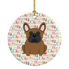 Merry Christmas French Bulldog Brown Ceramic Ornament product image at NuMercy