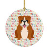 Merry Christmas English Bulldog Red White Ceramic Ornament product image at NuMercy
