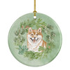 Shiba Inu Smiling Christmas Wreath Ceramic Ornament product image at NuMercy