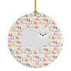 White Pomeranian Merry Christmas Ceramic Ornament product image at NuMercy