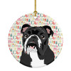 English Bulldog Black and White Christmas Ceramic Ornament product image at NuMercy