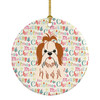 Merry Christmas Shih Tzu Red White Ceramic Ornament product image at NuMercy